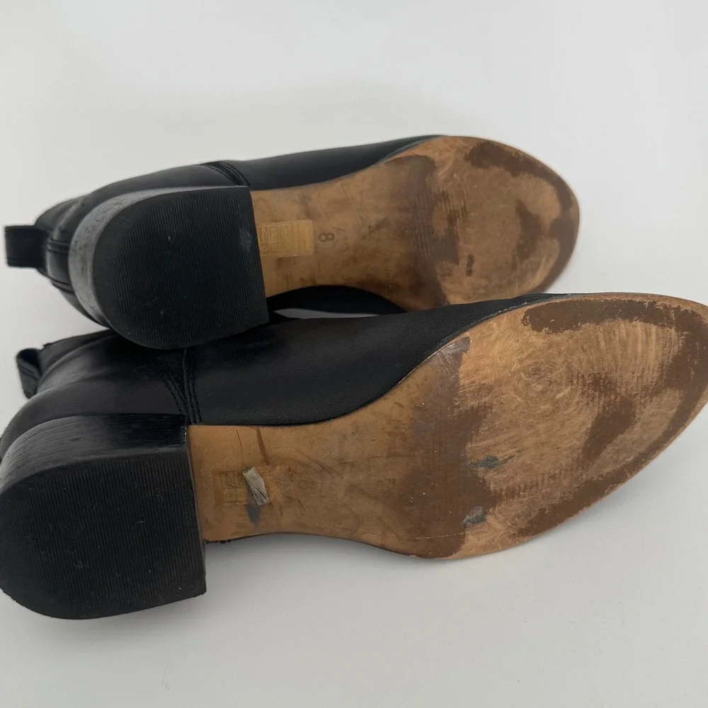 Madewell Leather Carina‎ Ankle Boots Chelsea Block Heel Women Size 8 Boot